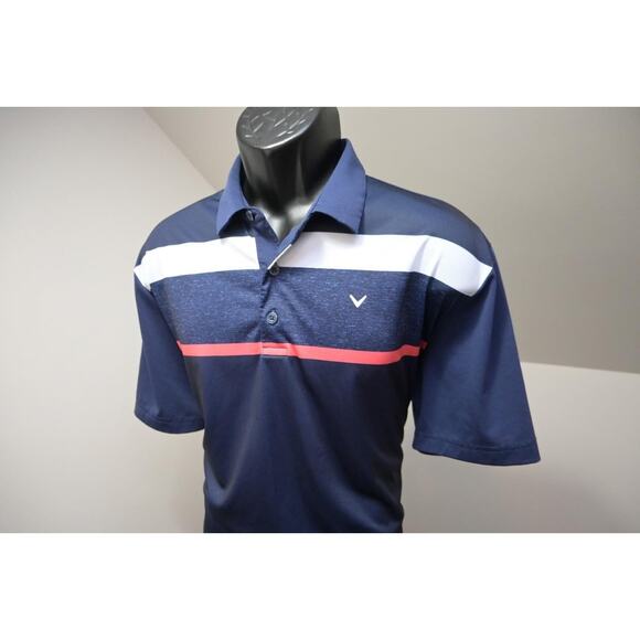 Callaway Golf Polo Opti Dri Striped Short Sleeve Athletic Shirt Mens Sz Large - Picture 3 of 8